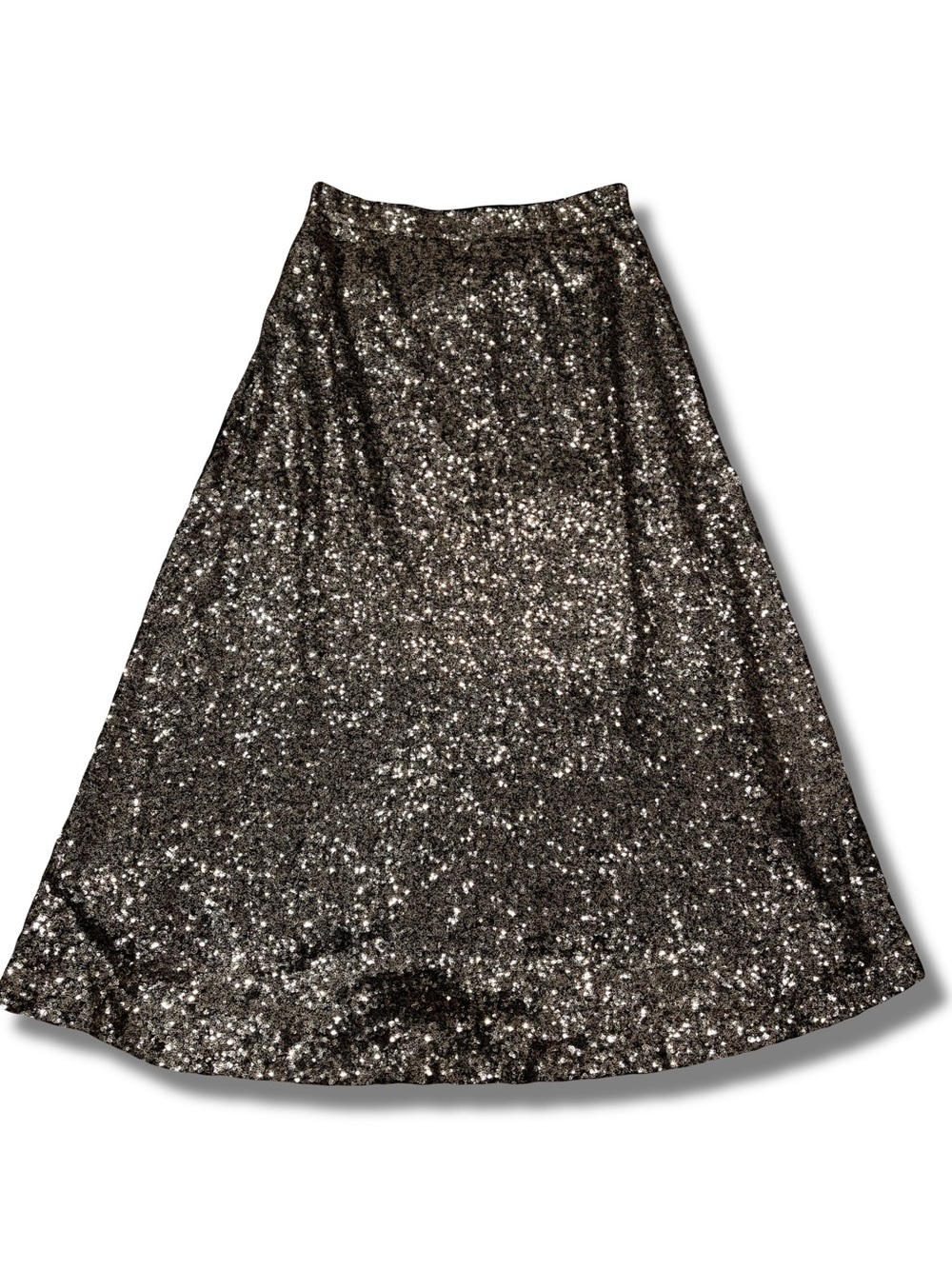 Chelsea & Violet Women's Black/Gold Sequin Midi A-Line Skirt Lined - M - Holiday